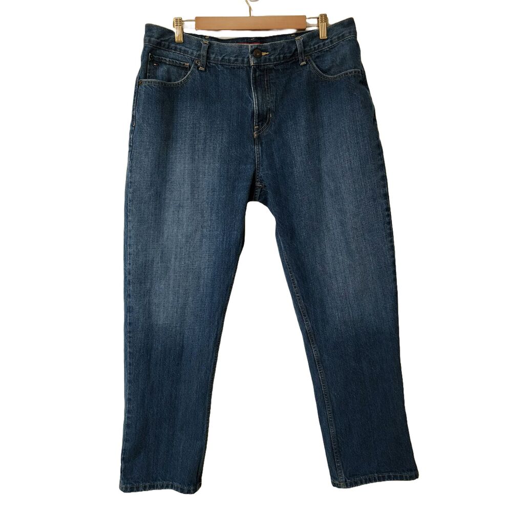 Tommy Hilfiger Mens Classic Straight Jeans Blue 100% Cotton Denim Zip Fly 38x30